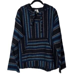 DELMEX Baja Hoodie Sweater unisex medium black/blue relaxed fit hippie